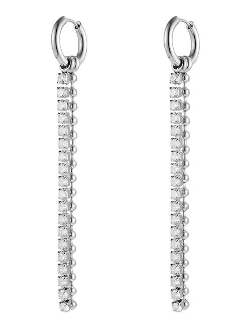 Bud to rose | Ice Bead Fringe Earring Silver | ONE SIZE