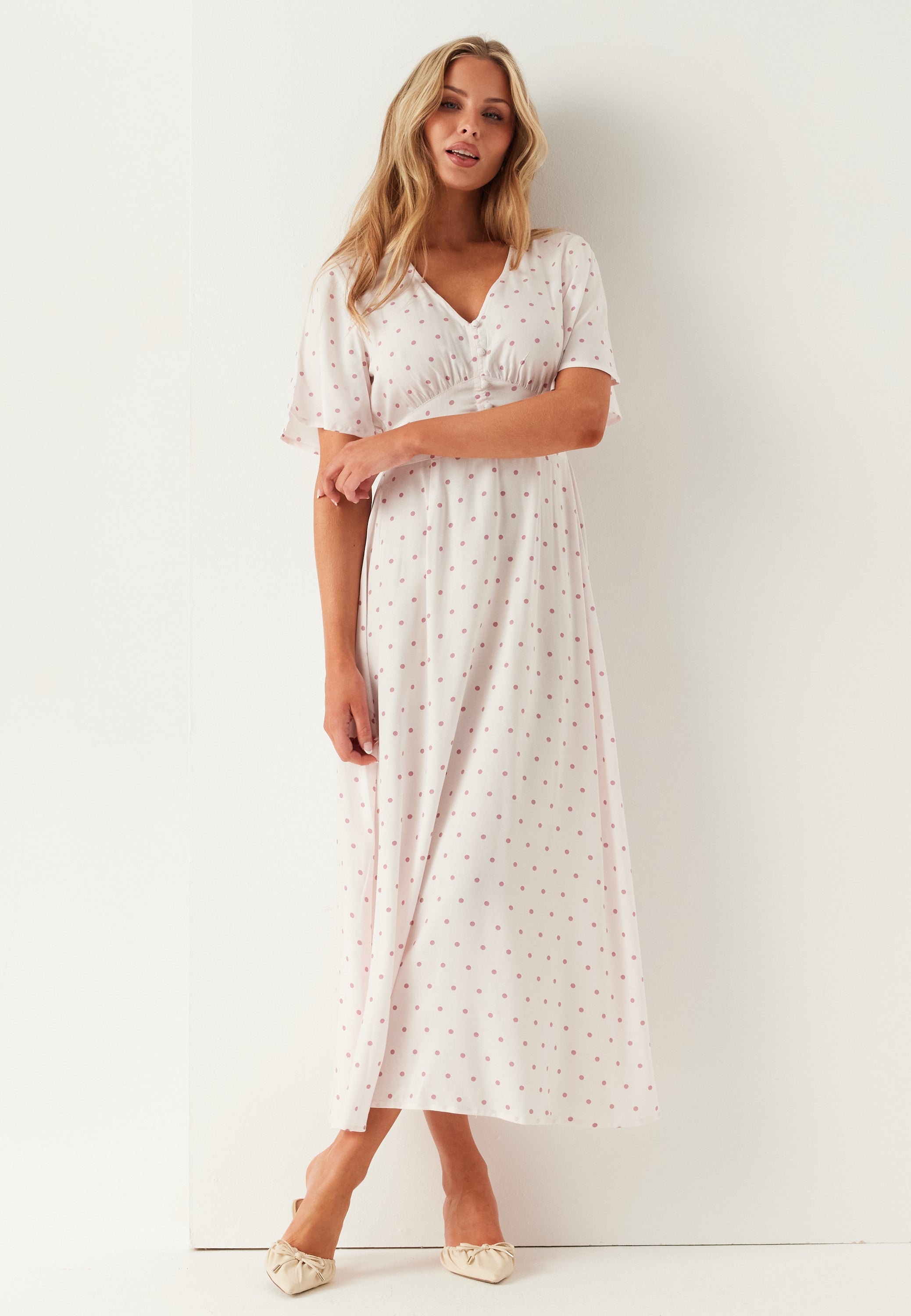BUBBLEROOM Butterfly Sleeve Viscose Maxi Dress
