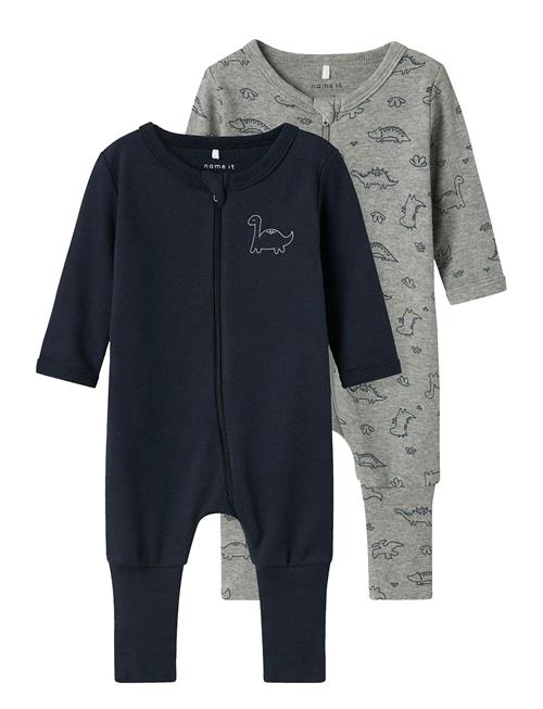 name it | Nbmnightsuit 2P Zip Ff Grey Dino Noos | 56