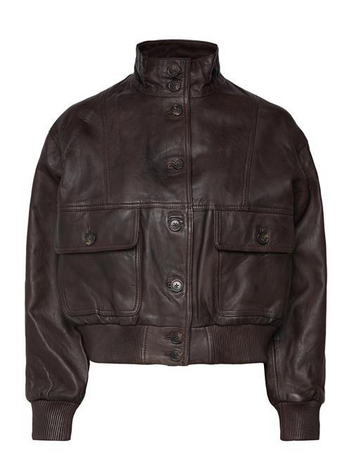 Mango | High-Neck Leather Biker Jacket | M