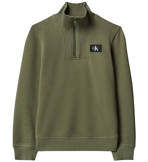 Calvin Klein Sweatshirt - Terry Half-Zip - Dusty Olive Green