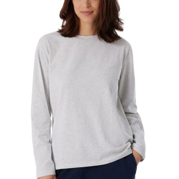 Schiesser Women Mix and Relax Long Sleeved Shirt Lysegrå bomuld 48 Dame