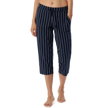 Schiesser Women Mix and Relax Pants Marine Stribet bomuld 42 Dame
