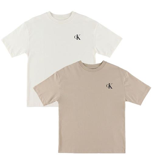 Calvin Klein T-shirt - 2-pak - Monogram - Tofu/ Hummus Beige