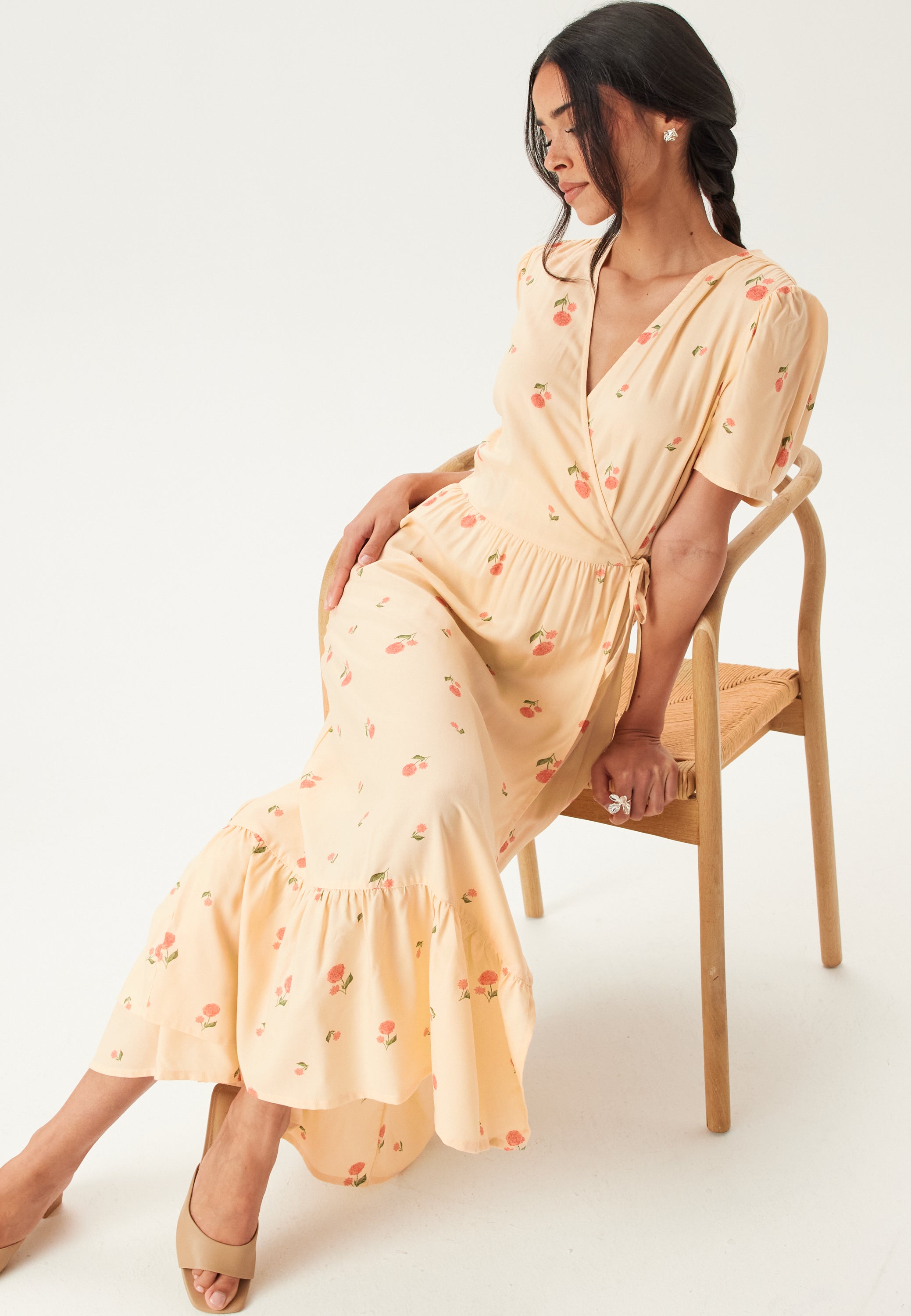 BUBBLEROOM Flounce Viscose Wrap Dress