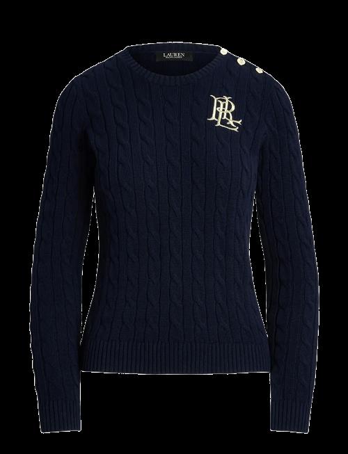 Lauren Ralph Lauren | Button-Trim Cable-Knit Cotton Sweater | XS