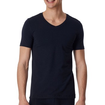 Schiesser Long Life Soft Shirt Short Sleeve V-neck Mørkblå Medium Herre