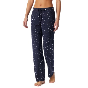 Schiesser Mix and Relax Long Cotton Pants Hvid/Marine bomuld 46 Dame