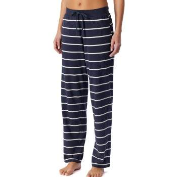 Schiesser Mix and Relax Long Cotton Pants Marine Stribet bomuld 44 Dame