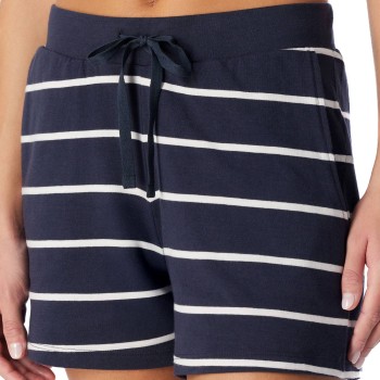 Schiesser Women Mix and Relax Cotton Shorts Marine Stribet bomuld 44 Dame