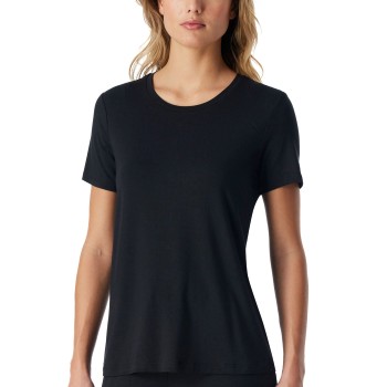 Schiesser Women Mix and Relax T-Shirt Sort bomuld 46 Dame