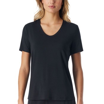 Schiesser Women Mix and Relax V-neck T-Shirt Sort modal 48 Dame