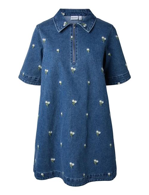 Pieces | Pcflora Ss Denim Emb Dress | L