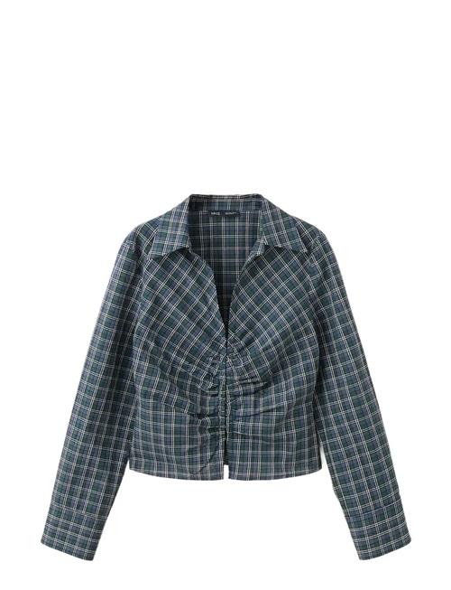 Mango | Gathered Check Blouse | L