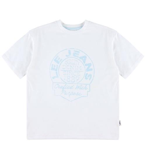 Lee T-shirt - Relaxed Graphic - Bright White m. Lyseblå
