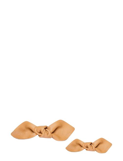 Corinne | Leather Bow Hair Clip Big And Small 2-Pack | ONE SIZE