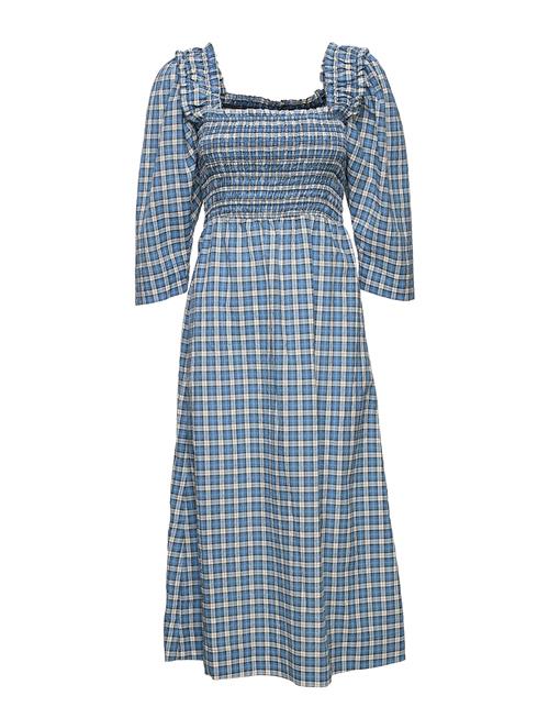 GANNI | Seersucker Check Smock Midi Dress | 36