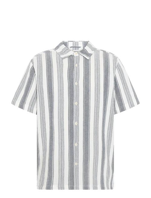 Knowledge Cotton Apparel | Relaxed Stripe Short Sleeve Shirt | S