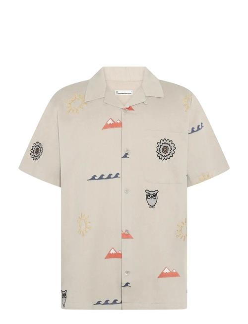Knowledge Cotton Apparel | Relaxed Embroidery Short Sleeve Shi | XL