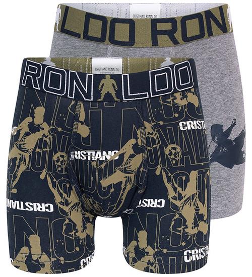 Ronaldo Boxershorts - 2-pak - Gråmeleret/Navy m. Print