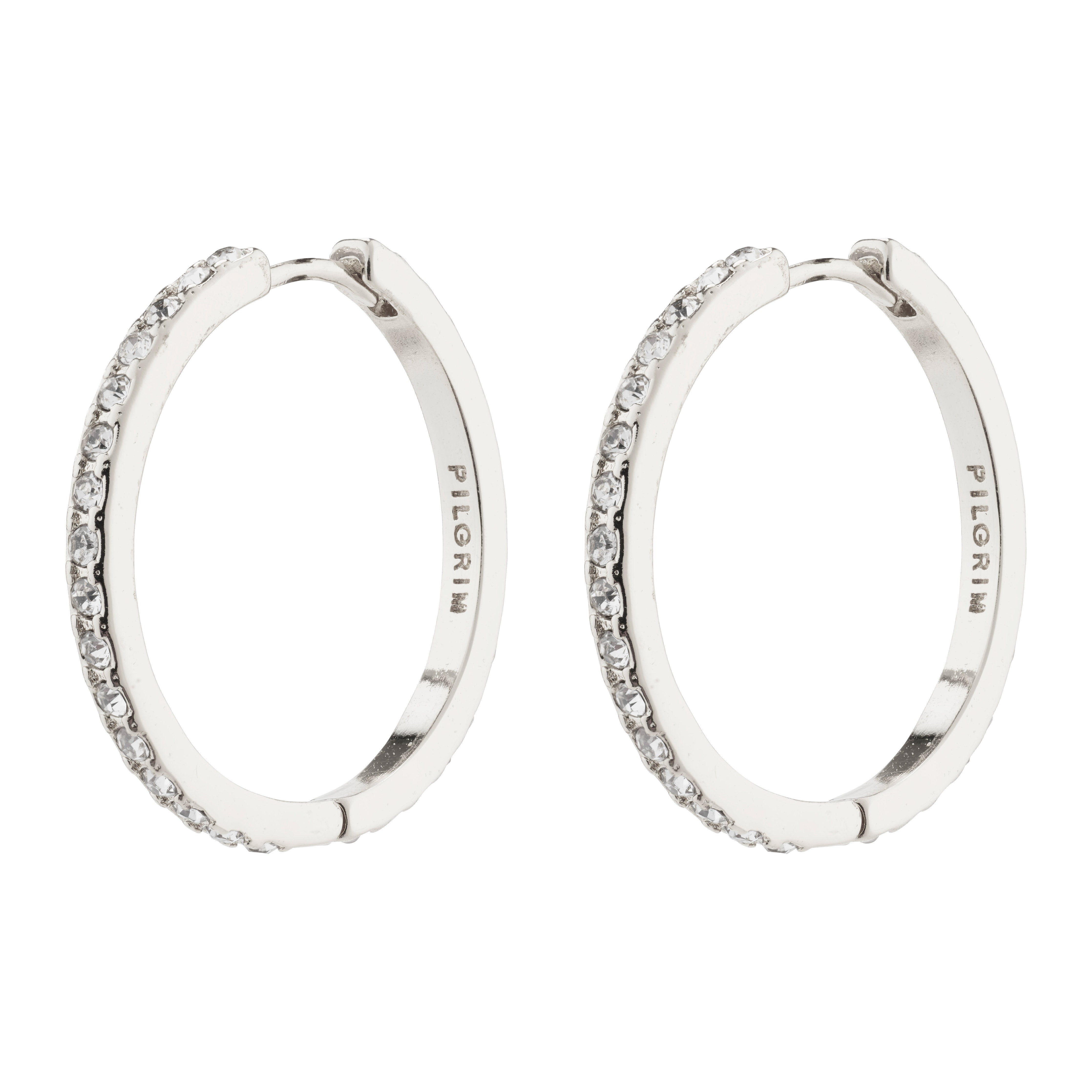 Pilgrim EBNA maxi krystal hoops sølvbelagt