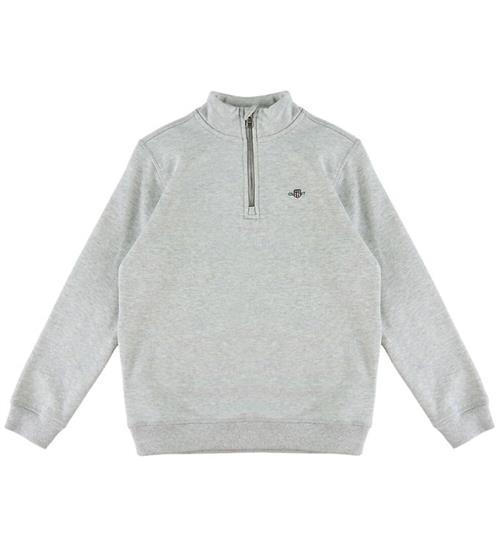 GANT Sweatshirt m. Lynlås - Gråmeleret