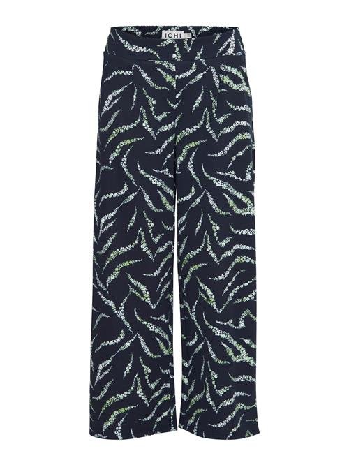 ICHI Bukser med lægfolder 'IHKate'  navy / lysegrøn / naturhvid