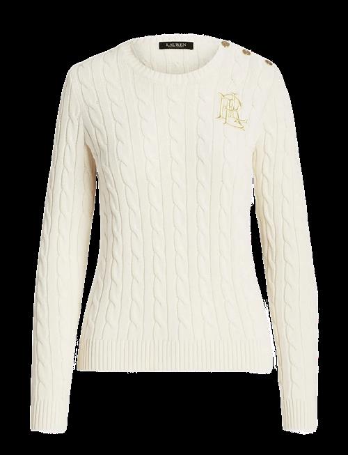 Lauren Ralph Lauren | Button-Trim Cable-Knit Cotton Sweater | L