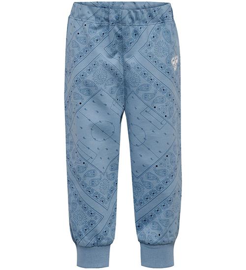 Hummel Sweatpants - hmlMINI Loose Paisley AOP Pants - Faded Deni