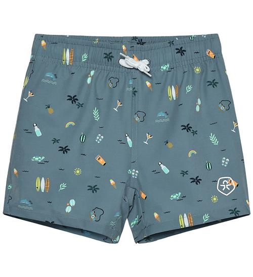 Color Kids Badeshorts - Coronet Blue m. Print