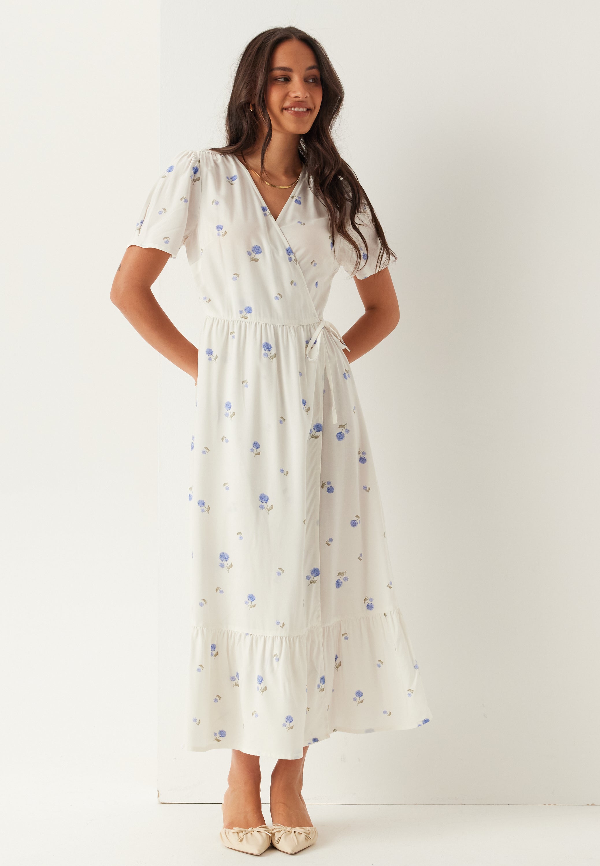 BUBBLEROOM Flounce Viscose Wrap Dress