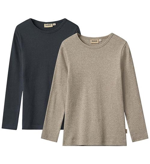 Se Wheat Bluser - Rib - 2-pak - Stig - Navy/Beige hos KidsWorld