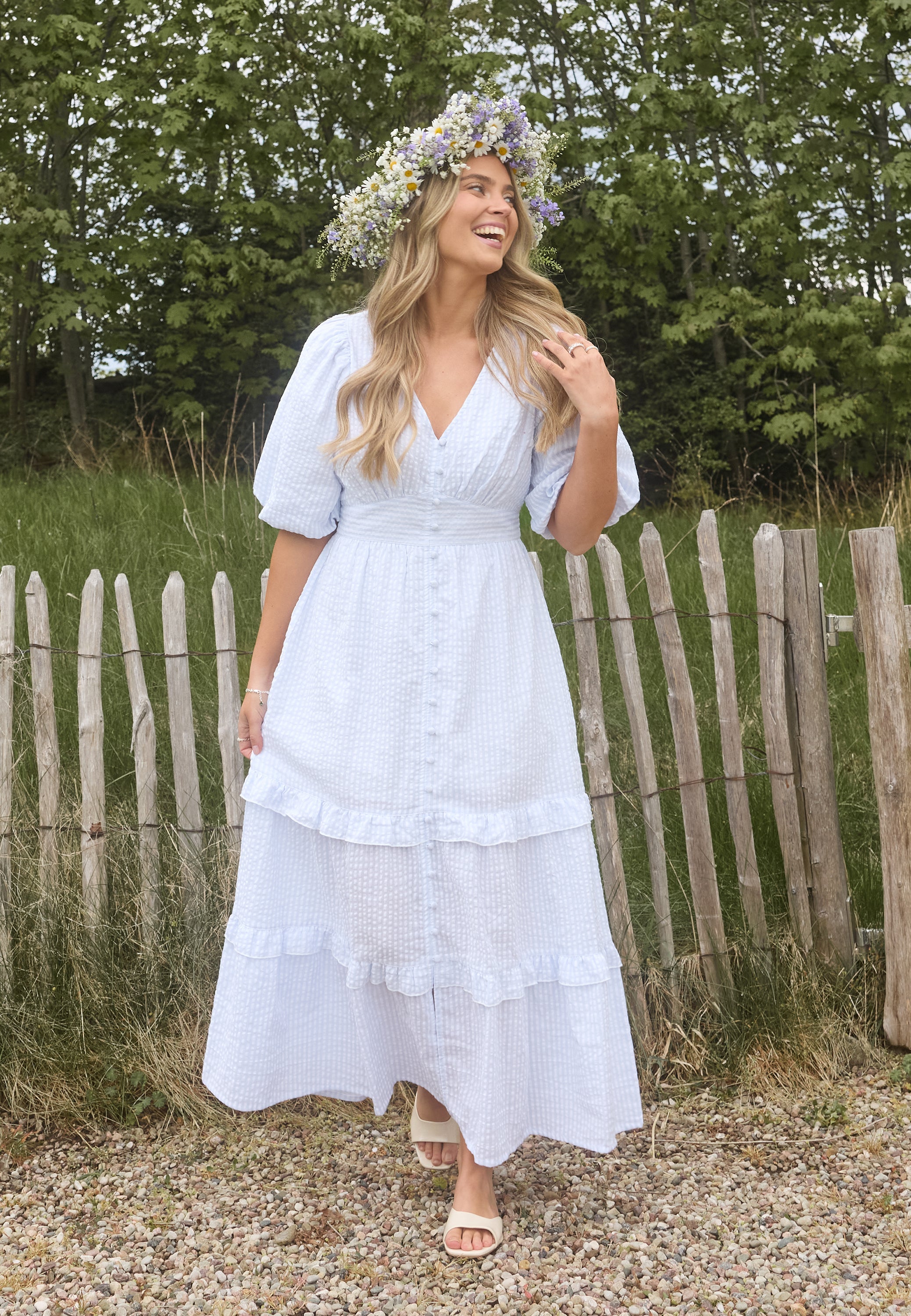 BIANCA GONZALEZ X Puff Sleeve Frill Dress
