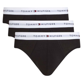 Tommy Hilfiger 3P Signature Cotton Logo Brief Sort/Hvid bomuld Small Herre
