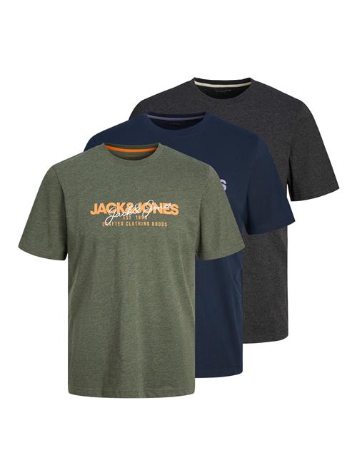 JACK & JONES Bluser & t-shirts 'JJAlvis'  navy / mørkegrå / grøn-meleret / orange