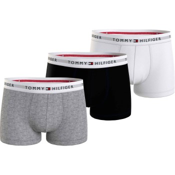 Tommy Hilfiger 3P Signature Essential Cotton Trunk Sort/Hvid bomuld Large Herre