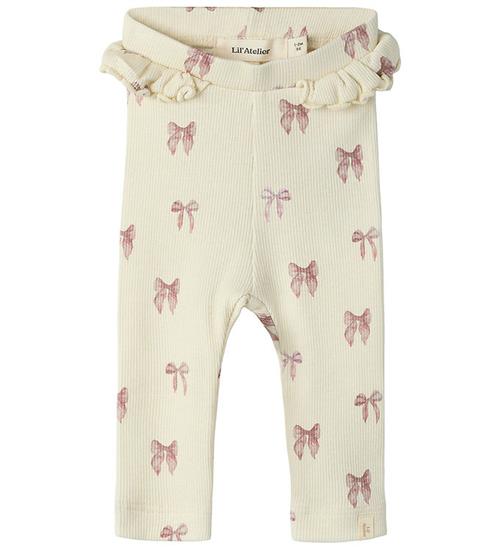 Lil Atelier Leggings - Rib - NbfGavo - Turtledove/Bow