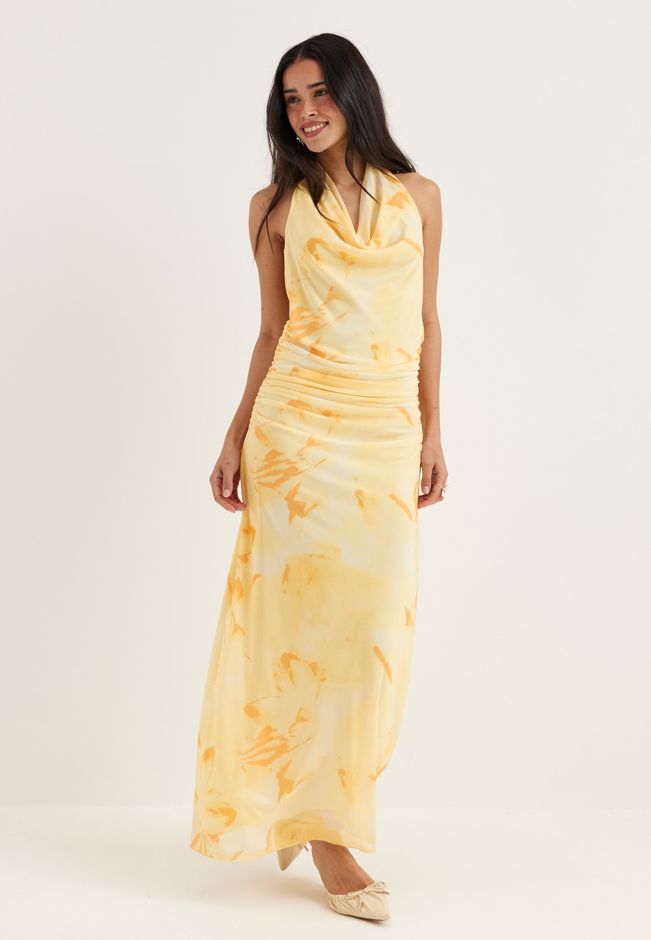 BUBBLEROOM Drapy Halterneck Mesh Dress