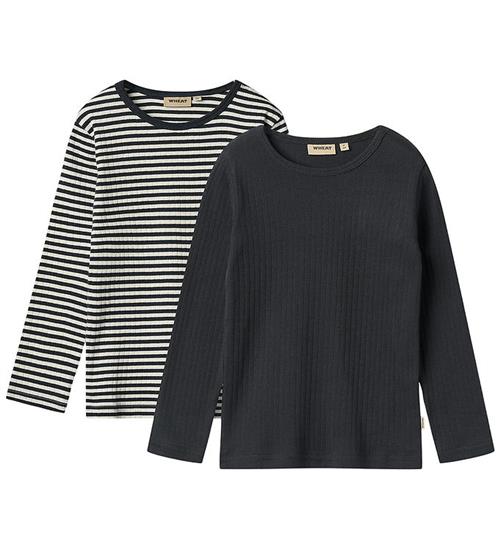 Wheat T-shirt - Rib - 2-pak - Stig - Navy Rib Stripe