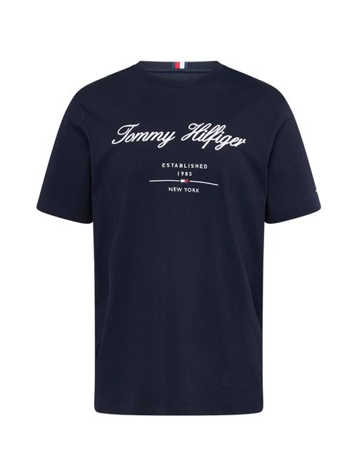 TOMMY HILFIGER Bluser & t-shirts 'Textured Logo'  mørkeblå / rød / hvid
