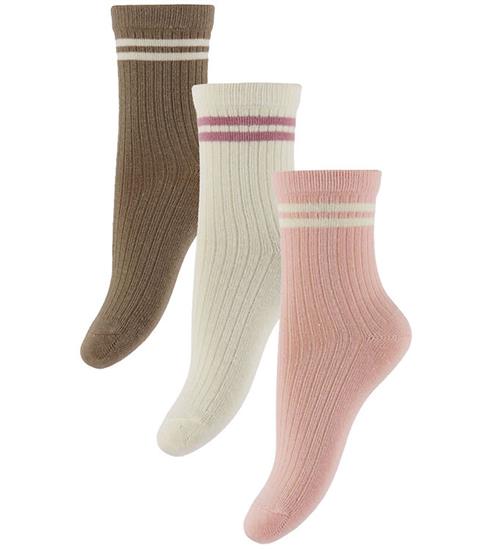 Name it Strømper 3-Pak - NmfKimis - Antique White/Lotus + Brown