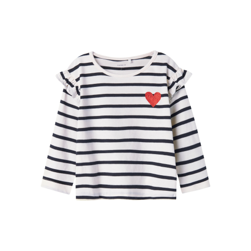 NAME IT Bluse Tovelina Bright White Grenadine Heart