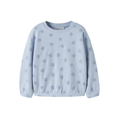NAME IT Sweatshirt Viluba Subdued Blue Glitter Flower