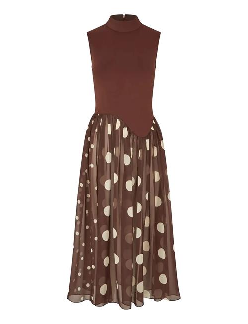 STINE GOYA | Jersey / Georgette Combo, Asymmetrical Draped Dress | XL