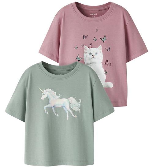 Name It T-shirt - 2-pak - NmfVotea - Green Milieu/Lilas