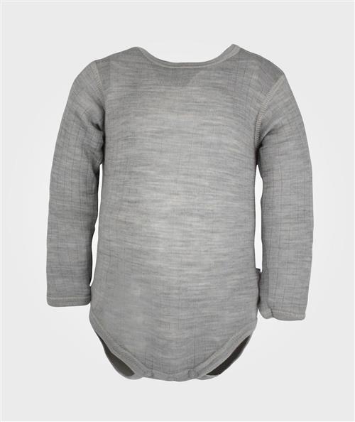 Joha Babybody Grå Lt. Grey Melange-90 cm Uld Grå  90 cm  Drenge, Piger