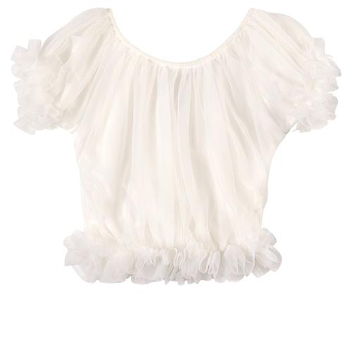 DOLLY by Le Petit Tom Frilly Princess Top Off-White Newborn  Hvid  nyfødt  Piger