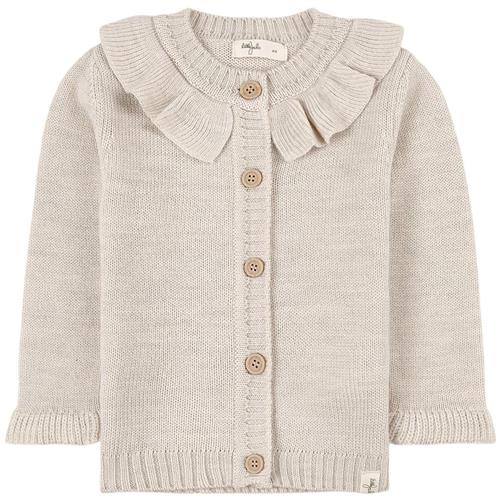 Little Jalo Flounce Strikket Cardigan Cremefarvet 56 cm  Creme  56 cm  Piger