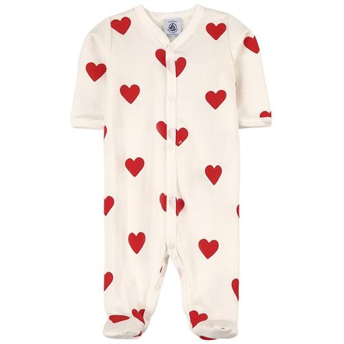 Petit Bateau Hjertemønstret Sparkedragt Cremefarvet 12 months  Hvid Hjerter 12 måneder  Piger