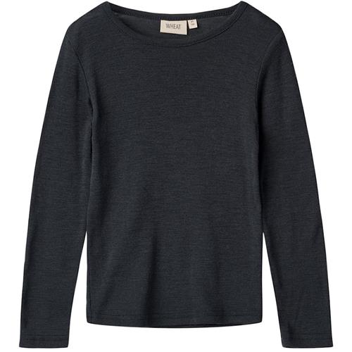 Wheat Uld-T-shirt L/S Alfie Navy 104cm  Marineblå  104 cm  Drenge, Piger